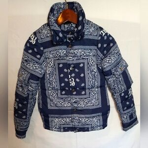 Rich Boys Paisley Blue Bandanna Puffer Jacket Windbreaker Boys 8 Streetwear